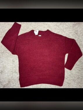 Aerie ‘Like Candy’ Crew Oversized Sweater in deep cherry/maroon Small NWT